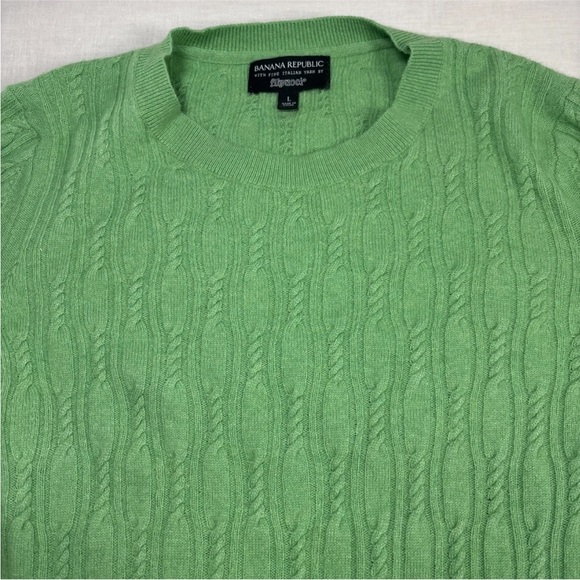 Banana Republic Filpucci Cable Knit Sweater Womens Lg Green Italian Wool Blend - Picture 7 of 12